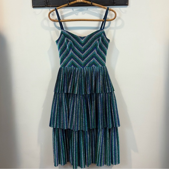 Dress the Population Kathy Metallic Sparkle Tiered Party Dress Size XS - Picture 2 of 7